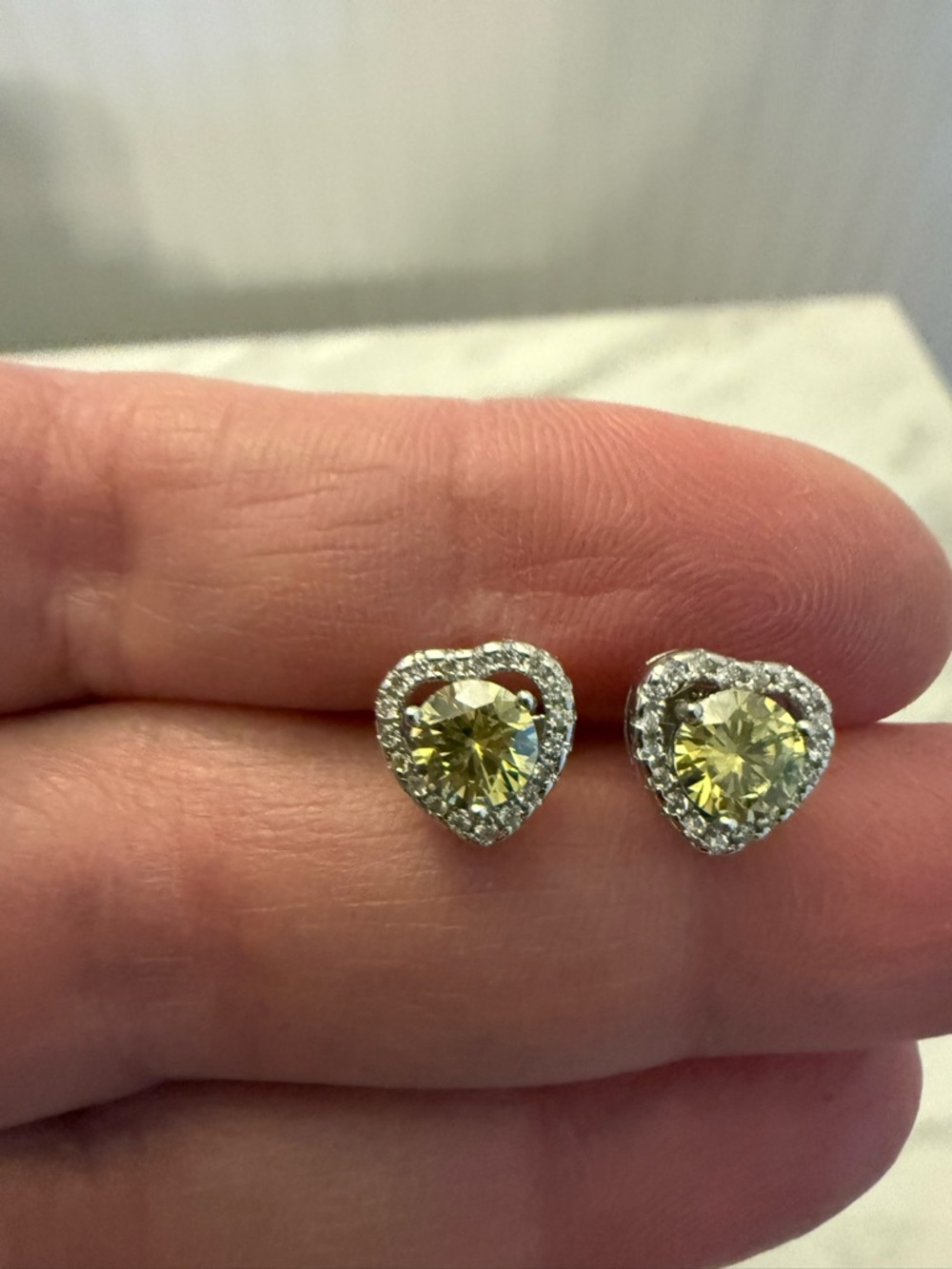 Yellow Heart Halo Stud Earrings - Brand Unbranded